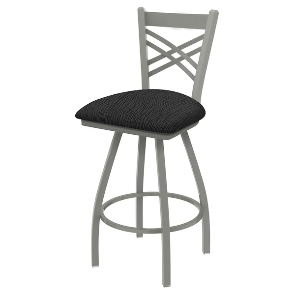 36" Swivel Bar Stool, Nickel Finish, Graph Coal Seat